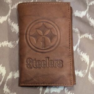 Steelers Embossed Brown Trifold Wallet